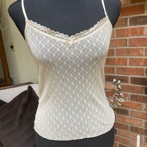 Elegant Cream Lace Trim Cami Top